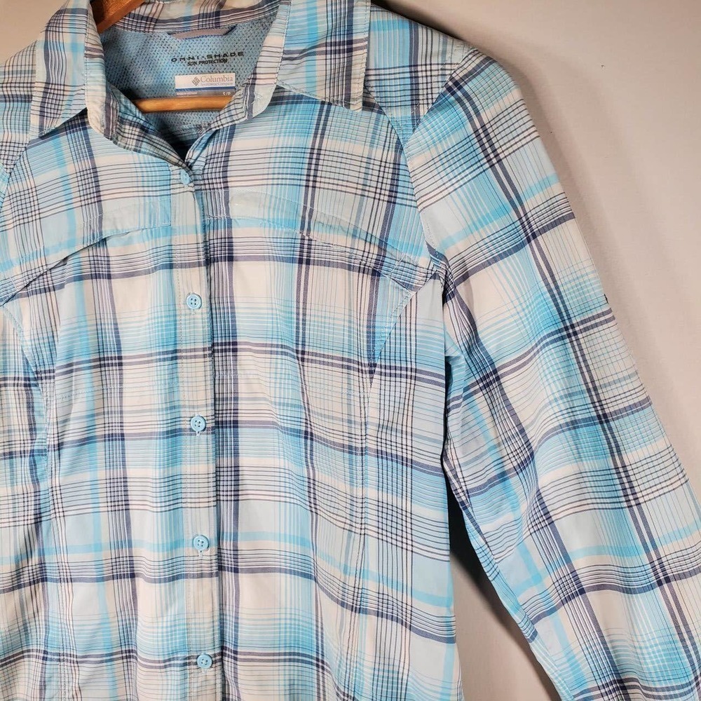 Columbia Silver Ridge Plaid Long Sleeve Shirt Blue Size Small - Picture 3 of 13